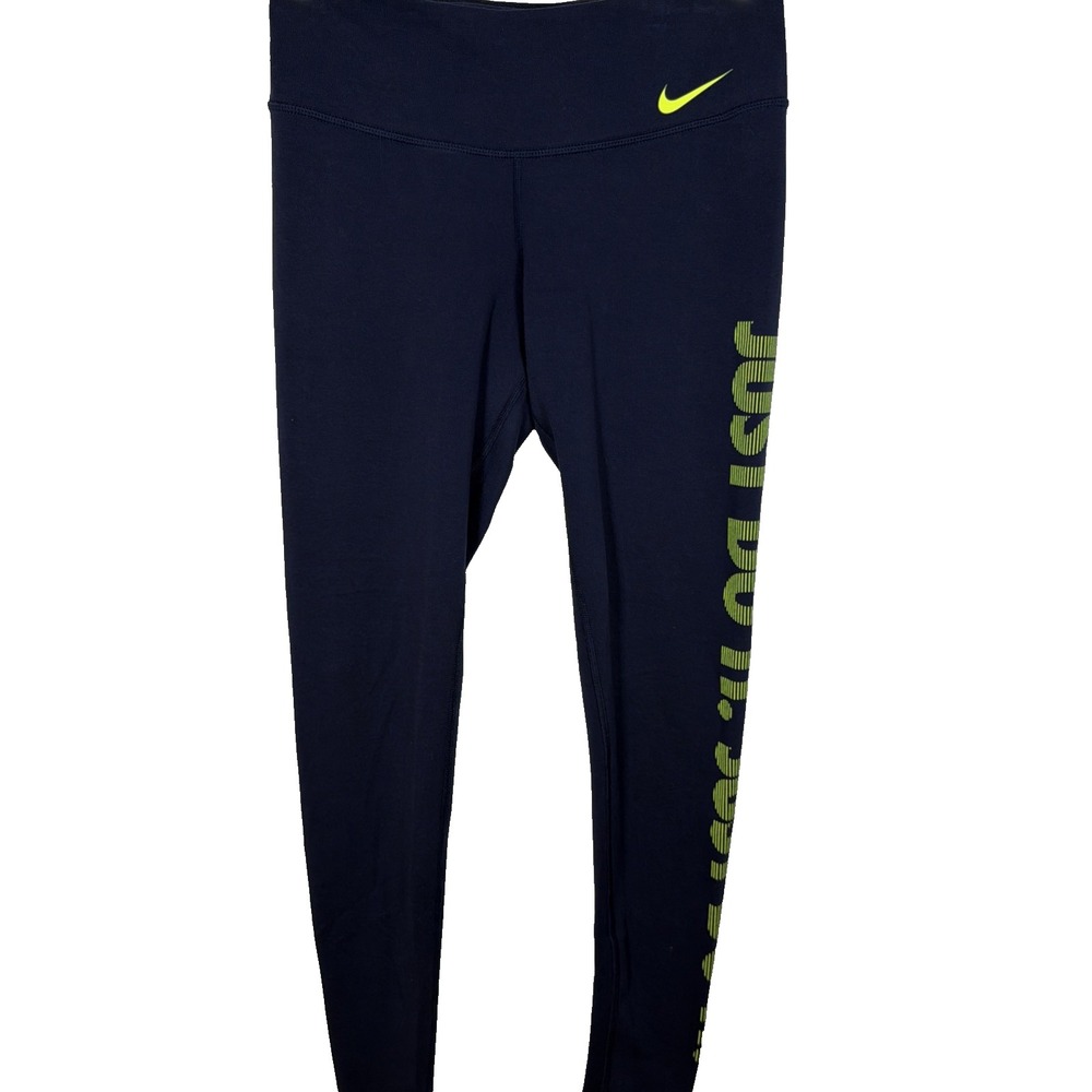 Nike Womens Leggings Just Do It Spell Out Running Yoga Small Blue Neon Green Gym